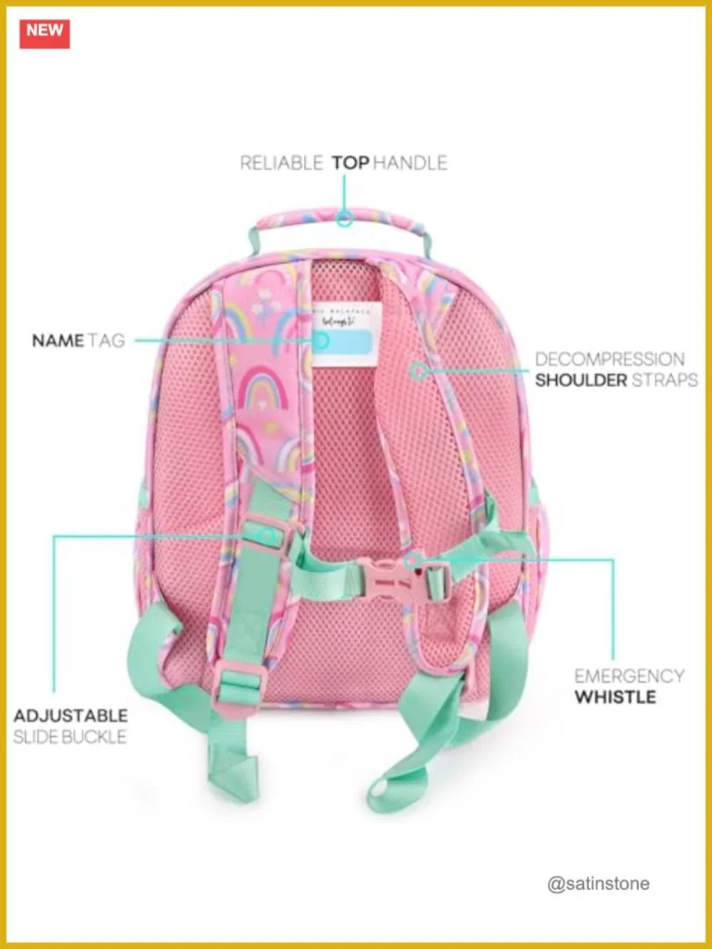 Kids Lightweight Backpack, Elementary School Bookbag, 12L Daypack with Whistle